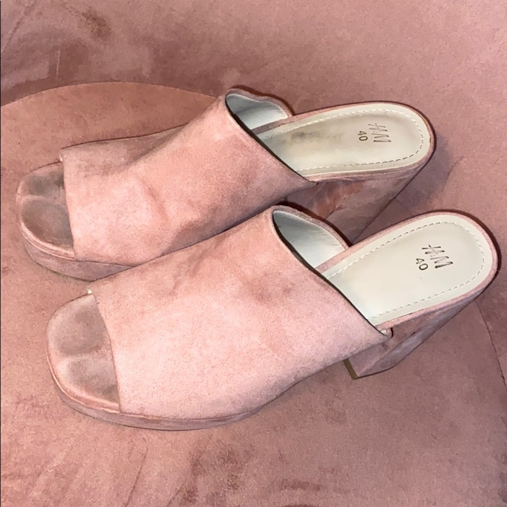Suede Open Toe Slip Ons